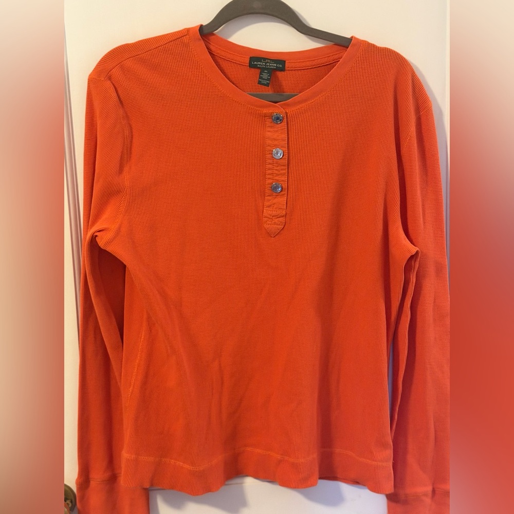 RLR Lauren Jeans by Ralph Lauren Orange Long Sleeve Henley Top